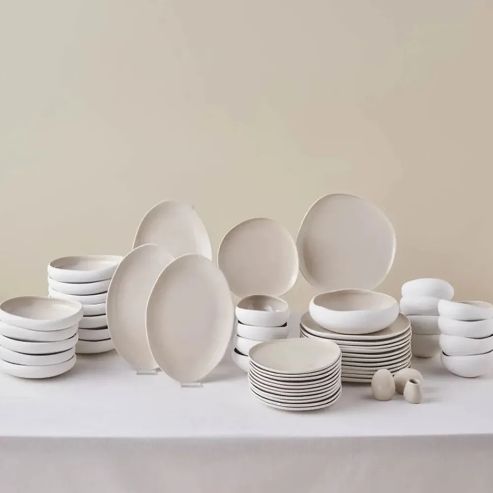 Karaca Earth Collection Cupid 55-teiliges 12-Personen-Geschirrset Cream01 Clearance