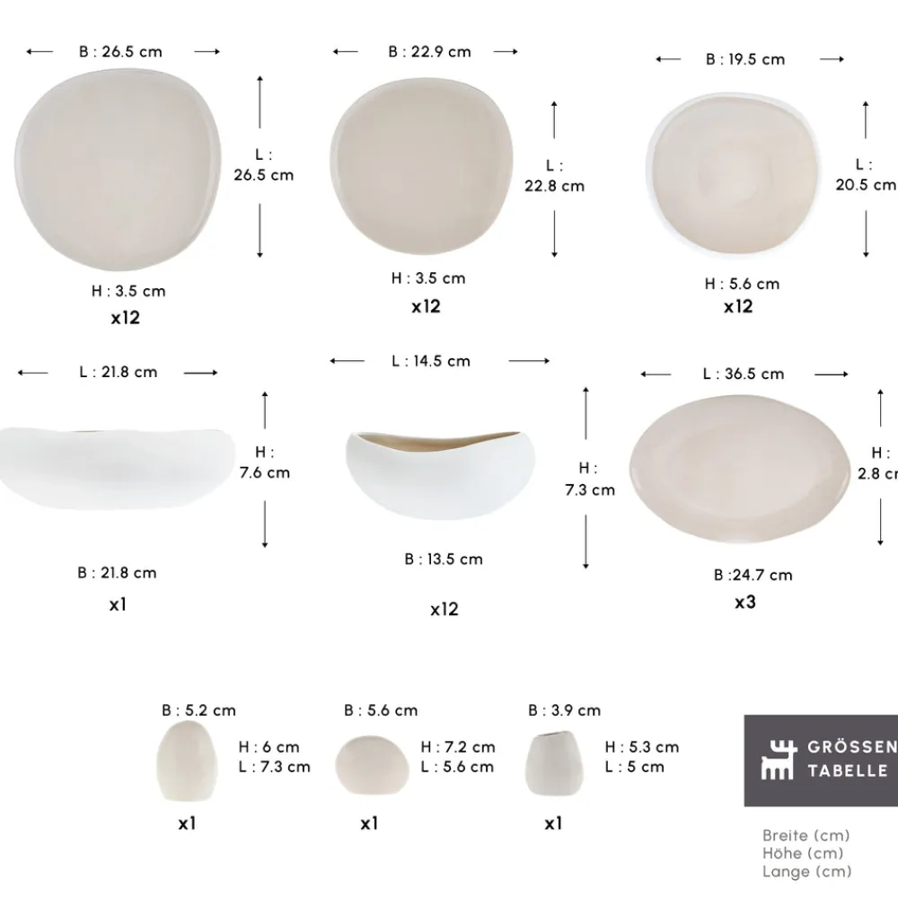 Karaca Earth Collection Cupid 55-teiliges 12-Personen-Geschirrset Cream01 Clearance