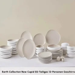 Karaca Earth Collection Cupid 55-teiliges 12-Personen-Geschirrset Cream01 Clearance