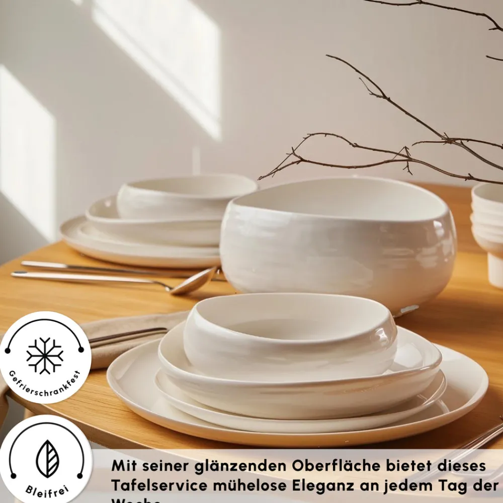Karaca Earth Collection Clay 55-teiliges 12 Personen Geschirrset Weıß01 Hot