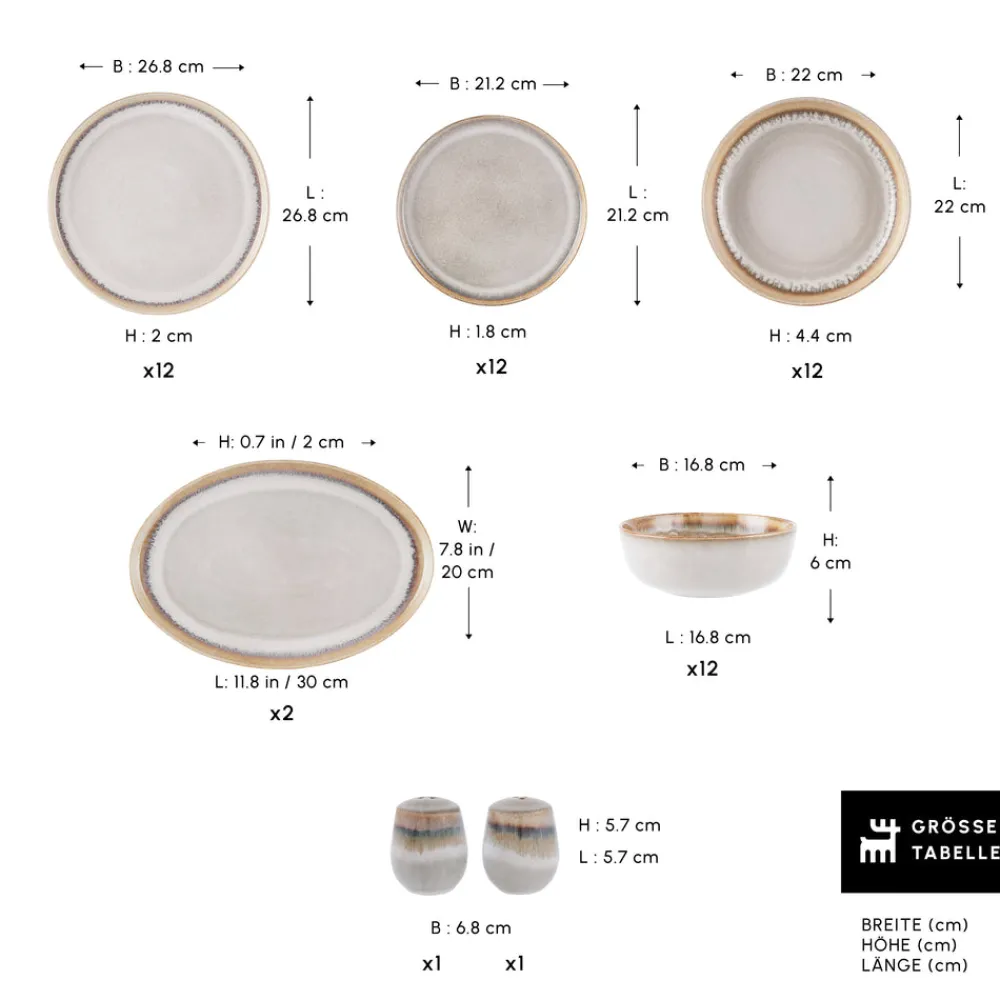 Karaca Earth Collection Earthy Light Reactive 52-Teiliges 12-Personen Geschirrset Multıfarben Discount
