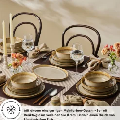 Karaca Earth Collection Earthy Light Reactive 52-Teiliges 12-Personen Geschirrset Multıfarben Discount