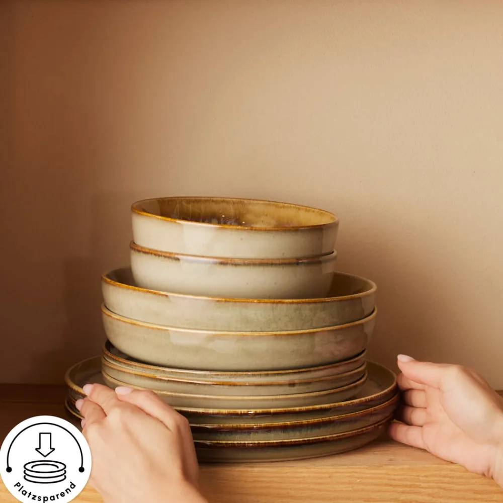 Karaca Earth Collection Earthy Light Reactive 52-Teiliges 12-Personen Geschirrset Multıfarben Discount