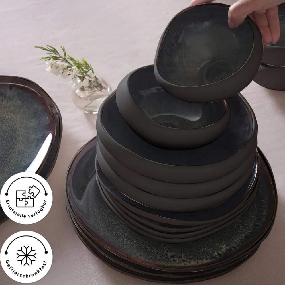 Karaca Earth Collection Galactic 55-teiliges Tafelservice für 12 Personen – Schwarz Siyah Online