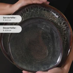 Karaca Earth Collection Galactic 55-teiliges Tafelservice für 12 Personen – Schwarz Siyah Online