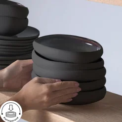 Karaca Earth Collection Galactic 55-teiliges Tafelservice für 12 Personen – Schwarz Siyah Online