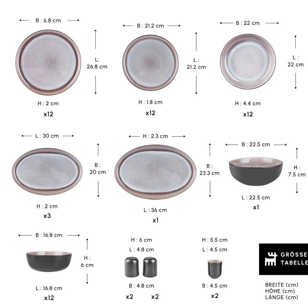 Karaca Earth Collection Mercure 59-Teiliges 12-Personen Geschirrset Multıfarben Online