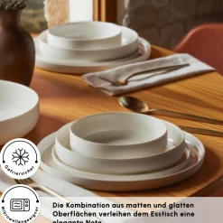 Karaca Earth Collection Matte Glaze 55-teiliges 12-Personen Geschirrset Weıß01 Clearance