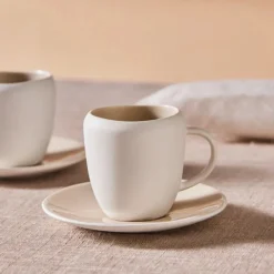 Karaca Earth Collection New Cupid Reactive Glaze Espresso Türkischer Kaffeetassen-Set, 90 ml, Für 1 Person, Beige-Weiß BEIGE WEISS Sale