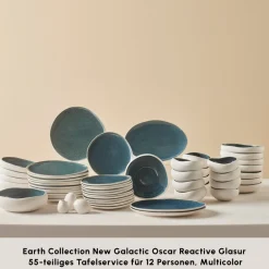 Karaca Earth Collection New Galactic Oscar Reactive Glaze 55-teiliges Tafelset für 12 Personen, Multi Multıcolor Online