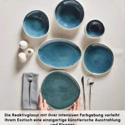 Karaca Earth Collection New Galactic Oscar Reactive Glaze 55-teiliges Tafelset für 12 Personen, Multi Multıcolor Online