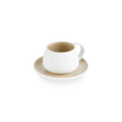 Karaca Earth Collection New Cupid 2-teiliges Teeset mit Reaktivglasur, 300 ml, Für eine Person, Beige-Weiß BEIGE WEISS Clearance