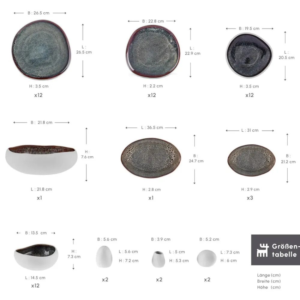 Karaca Earth Collection New Galactic Weiß 59-Teiliges 12-Personen Geschirrset Weıß01