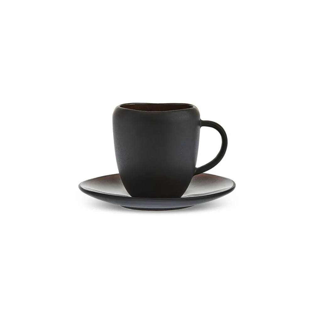 Karaca Earth Collection New Galactic, 2-teiliges Kaffeetassen-Set für 1 Personen, 100ML, Schwarz New