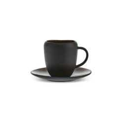 Karaca Earth Collection New Galactic 2-teiliges Espresso- und Türkischer-Kaffee-Set mit Reaktivglasur, 100 ml, Für eine Person, Schwarz EINZELPERSON Outlet