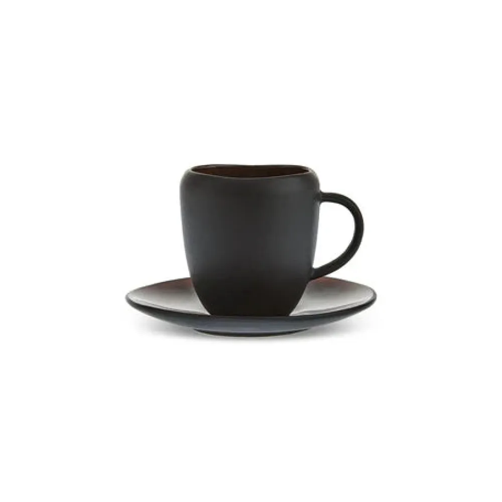 Karaca Earth Collection New Galactic 2-teiliges Espresso- und Türkischer-Kaffee-Set mit Reaktivglasur, 100 ml, Für eine Person, Schwarz EINZELPERSON Outlet
