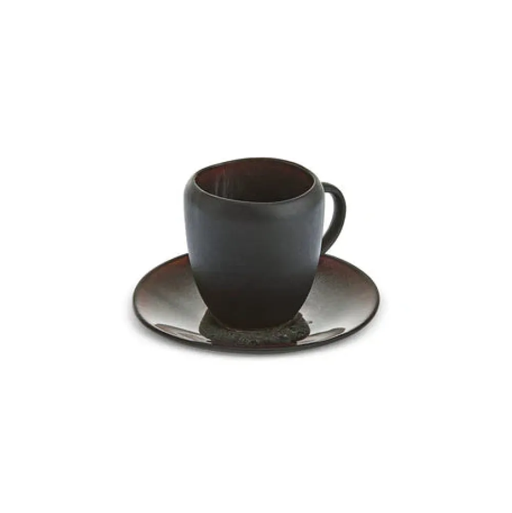 Karaca Earth Collection New Galactic 2-teiliges Espresso- und Türkischer-Kaffee-Set mit Reaktivglasur, 100 ml, Für eine Person, Schwarz EINZELPERSON Outlet
