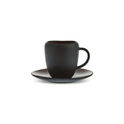 Karaca Earth Collection New Galactic 2-teiliges Espresso- und Türkischer-Kaffee-Set mit Reaktivglasur, 100 ml, Für eine Person, Schwarz EINZELPERSON Outlet