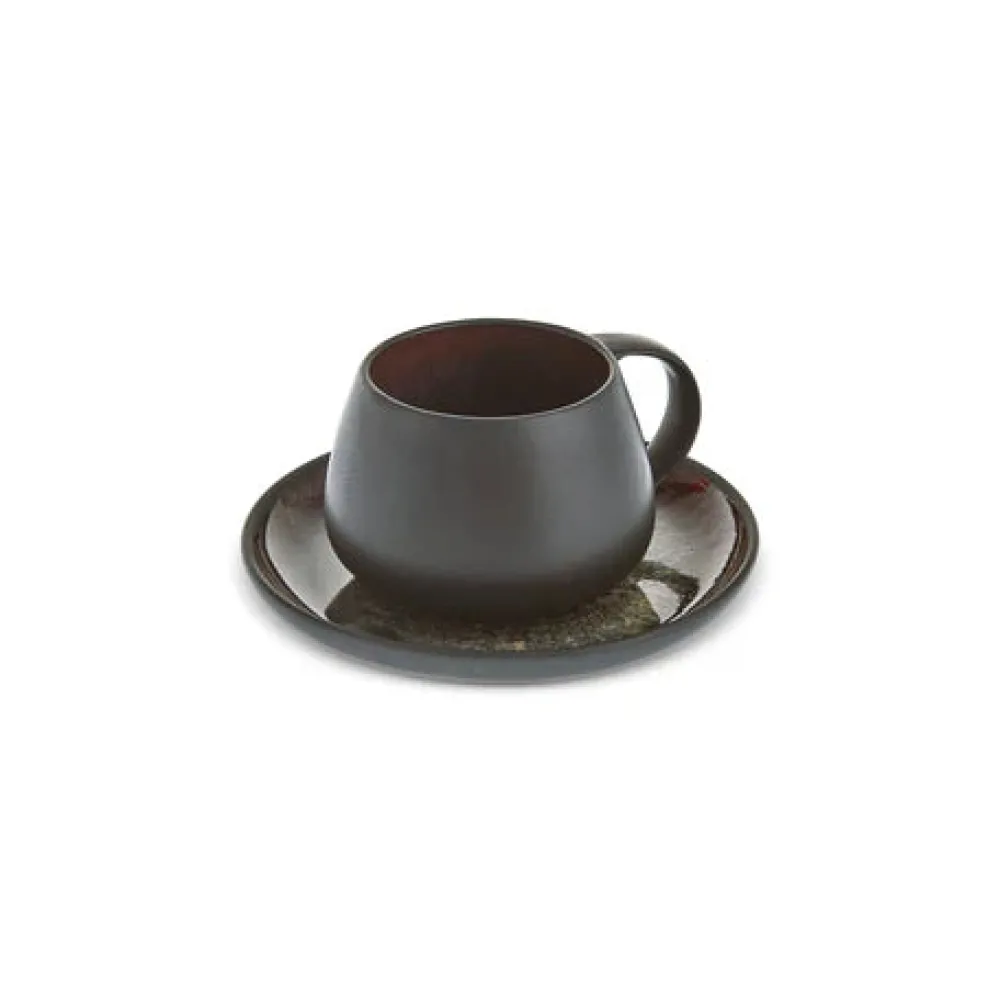 Karaca Earth Collection New Galactic 2-teiliges Teeset mit Reaktivglasur, 300 ml, Schwarz EINZELPERSON Hot