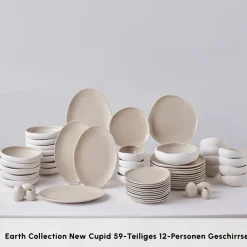 Karaca Earth Collection New Cupid 59-Teiliges 12-Personen Geschirrset Creme01