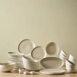 Karaca Earth Collection Rise 55-teiliges Tafelservice für 12 Personen, Cream Online