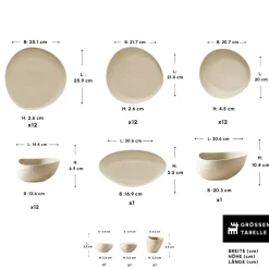 Karaca Earth Collection Rise 55-teiliges Tafelservice für 12 Personen, Cream Online
