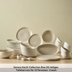 Karaca Earth Collection Rise 55-teiliges Tafelservice für 12 Personen, Cream Online