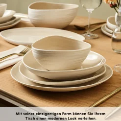 Karaca Earth Collection Rise 55-teiliges Tafelservice für 12 Personen, Cream Online