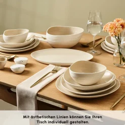 Karaca Earth Collection Rise 55-teiliges Tafelservice für 12 Personen, Cream Online