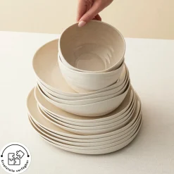 Karaca Earth Collection Rise 55-teiliges Tafelservice für 12 Personen, Cream Online