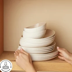 Karaca Earth Collection Rise 55-teiliges Tafelservice für 12 Personen, Cream Online