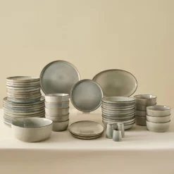 Karaca Earth Collection Skal 55-teiliges Tafelservice für 12 Personen Grau02 Online