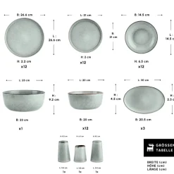 Karaca Earth Collection Skal 55-teiliges Tafelservice für 12 Personen Grau02 Online