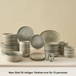 Karaca Earth Collection Skal 55-teiliges Tafelservice für 12 Personen Grau02 Online