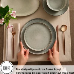 Karaca Earth Collection Skal 55-teiliges Tafelservice für 12 Personen Grau02 Online
