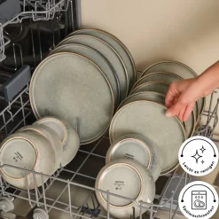 Karaca Earth Collection Skal 55-teiliges Tafelservice für 12 Personen Grau02 Online