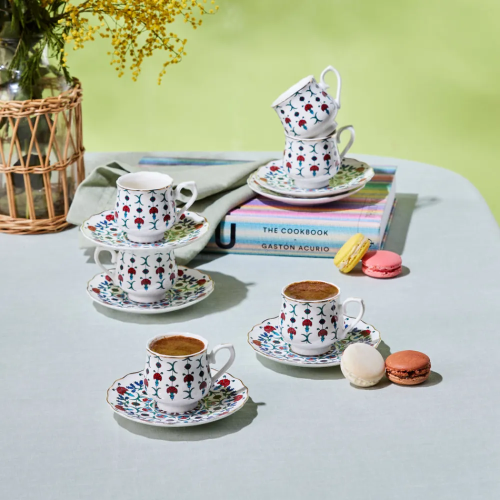 Karaca Ebruli 90 ml 6-teiliges Kaffeetassenset, Mehrfarbig Multıfarben Sale