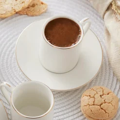 Karaca Elda 12 teiliges Kaffeetassen Set für 6 Personen Weıß01 Sale