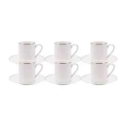 Karaca Elda 12 teiliges Kaffeetassen Set für 6 Personen Weıß01 Sale