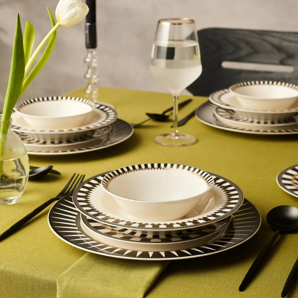 Karaca Elegance Bone Helsinki 24-teiliges Tafelservice für 6 Personen Hot