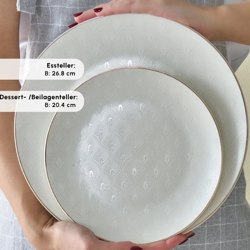 Karaca Elegance Bone Mandarin 53-teiliges Tafelservice für 12 Personen Gold