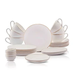 Karaca Elegance Bone Marcelo 26-Teiliges 6-Personen Frühstücksset Gold Best