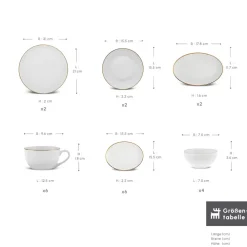 Karaca Elegance Bone Marcelo 26-Teiliges 6-Personen Frühstücksset Gold Best