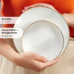 Karaca Elegance Bone Marcelo 26-Teiliges 6-Personen Frühstücksset Gold Best
