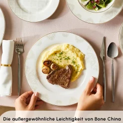 Karaca Elegance Bone Siena 53-Teiliges 12-Personen Geschirrsett Gold Discount