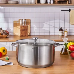 Karaca Elite Edelstahl-Induktions-Kochtopf mit Deckel, 34 cm, Silber Online