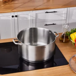 Karaca Elite Edelstahl-Induktions-Kochtopf mit Deckel, 34 cm, Silber Online