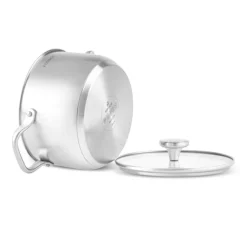 Karaca Elite Edelstahl-Induktions-Kochtopf mit Deckel, 22 cm, Silber Hot