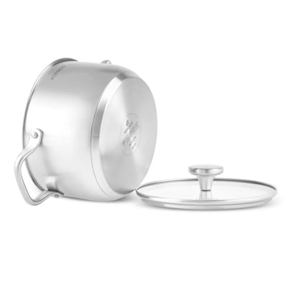 Karaca Elite Edelstahl-Induktions-Kochtopf mit Deckel, 22 cm, Silber Hot