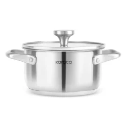 Karaca Elite Edelstahl-Induktions-Kochtopf mit Deckel, 16 cm, Silber Outlet